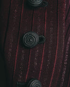 -SPECIAL- “Yves Saint Laurent“ 80's-90's Swiss fabric lurex stripe collarless long jacket