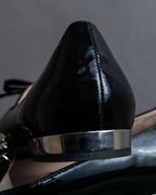 "MIU MIU" Stud＆ribbon design metal heel pumps