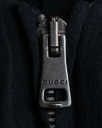 "GUCCI" Balloon draping design zip-up silk blouson