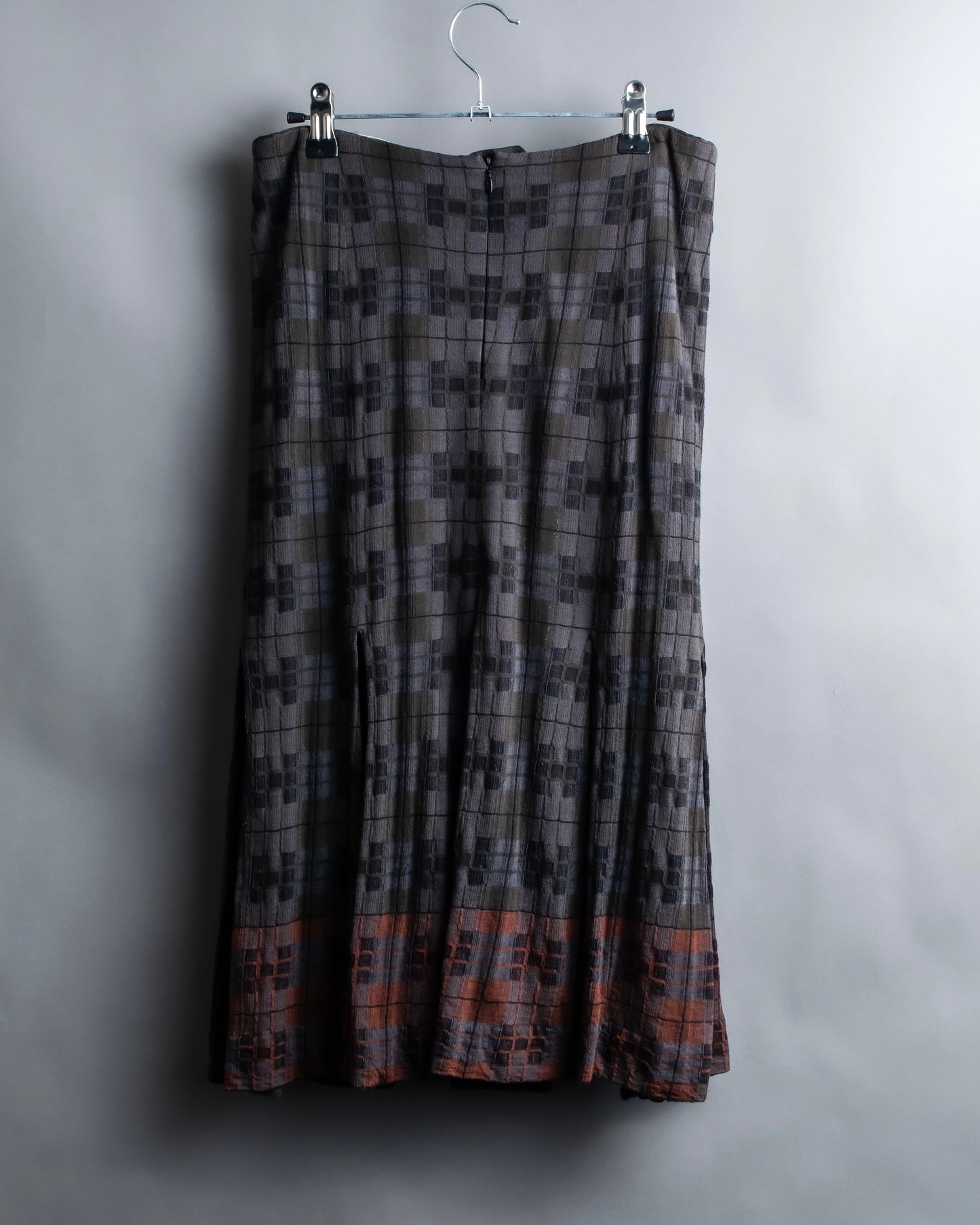 "HERMES" Check pattern cropped skirt