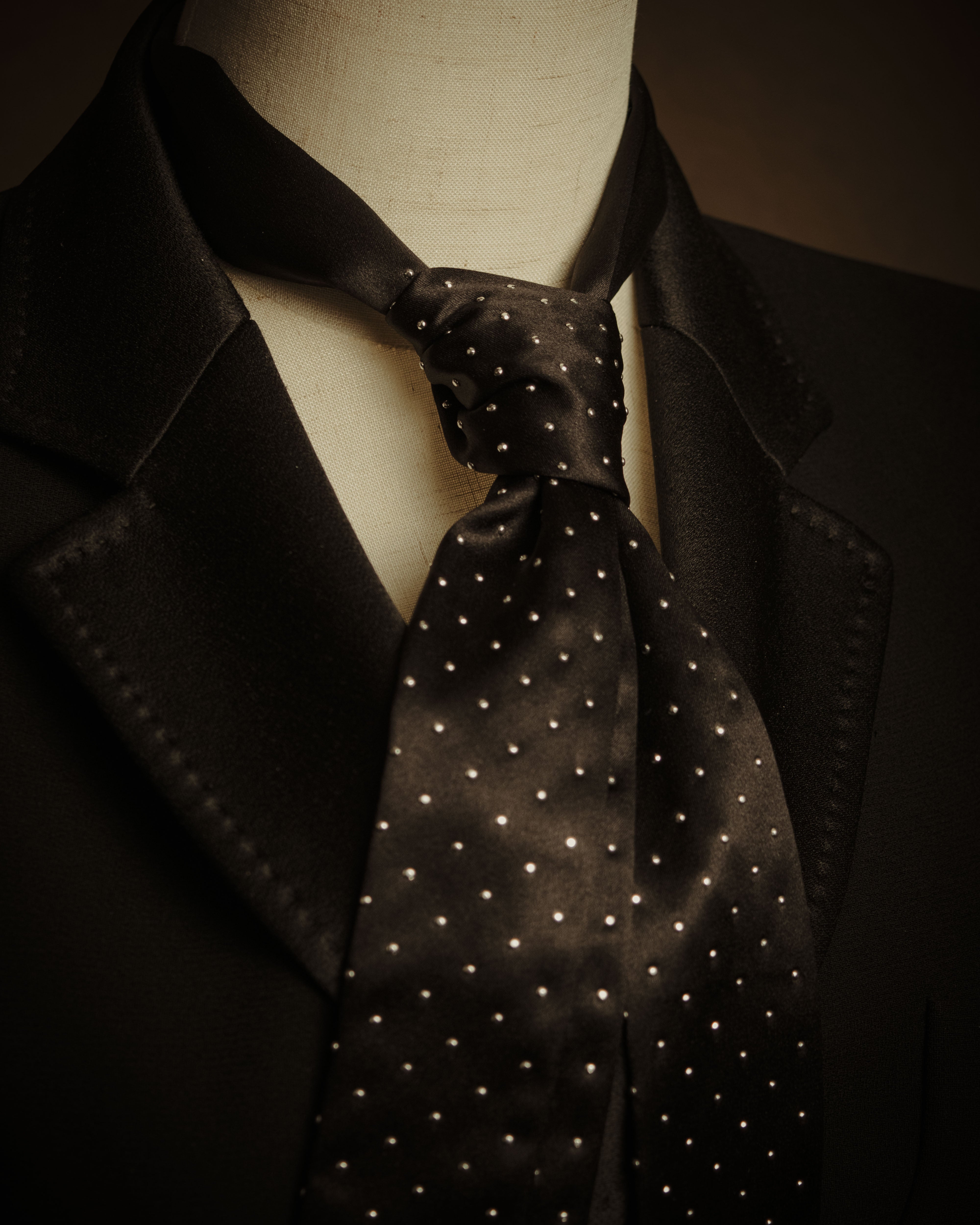 Saint Laurent (サンローラン) - Studded Silk Ribbon Tie - ブラック