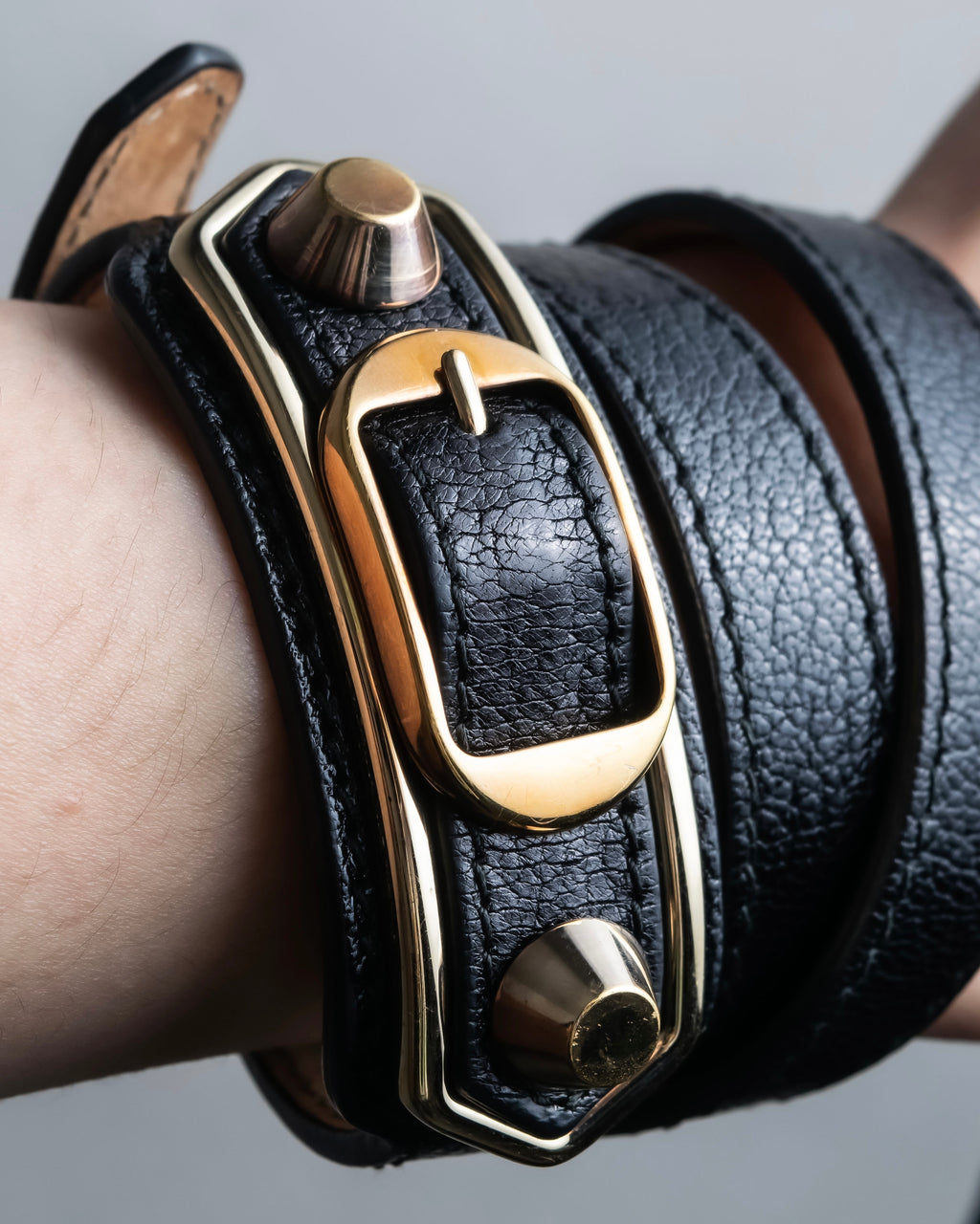 "BALENCIAGA" 3 layer  buckle design leather bracelet