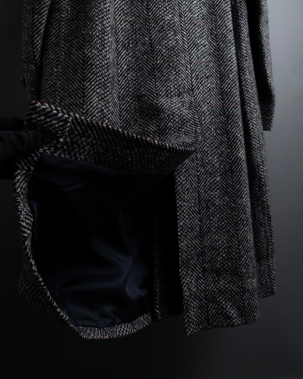 "BURBERRYS" British tweed fly front stand collar coat