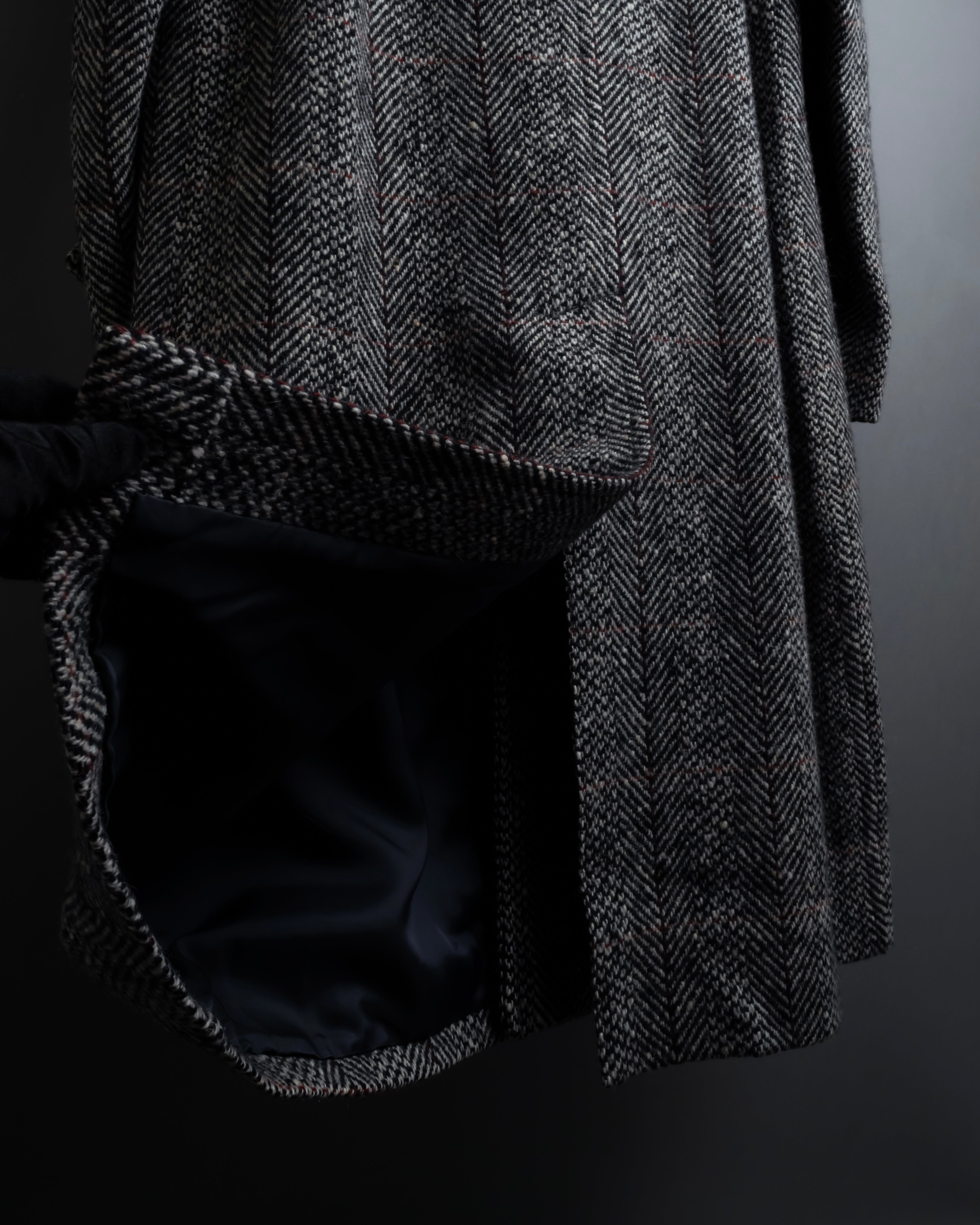 "BURBERRYS" British tweed fly front stand collar coat