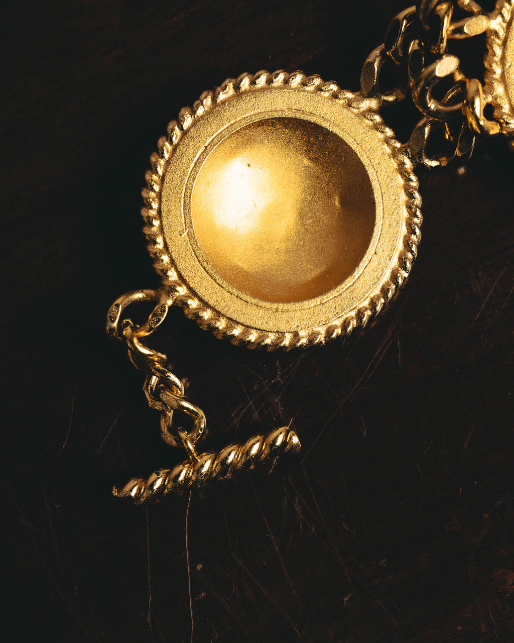 -SPECIAL- “LOEWE” 80’s-90’s Sculptural black anagram medallion chain bracelet