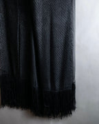 "GIORGIO ARMANI" Waffle low gauge knit fringe design stole