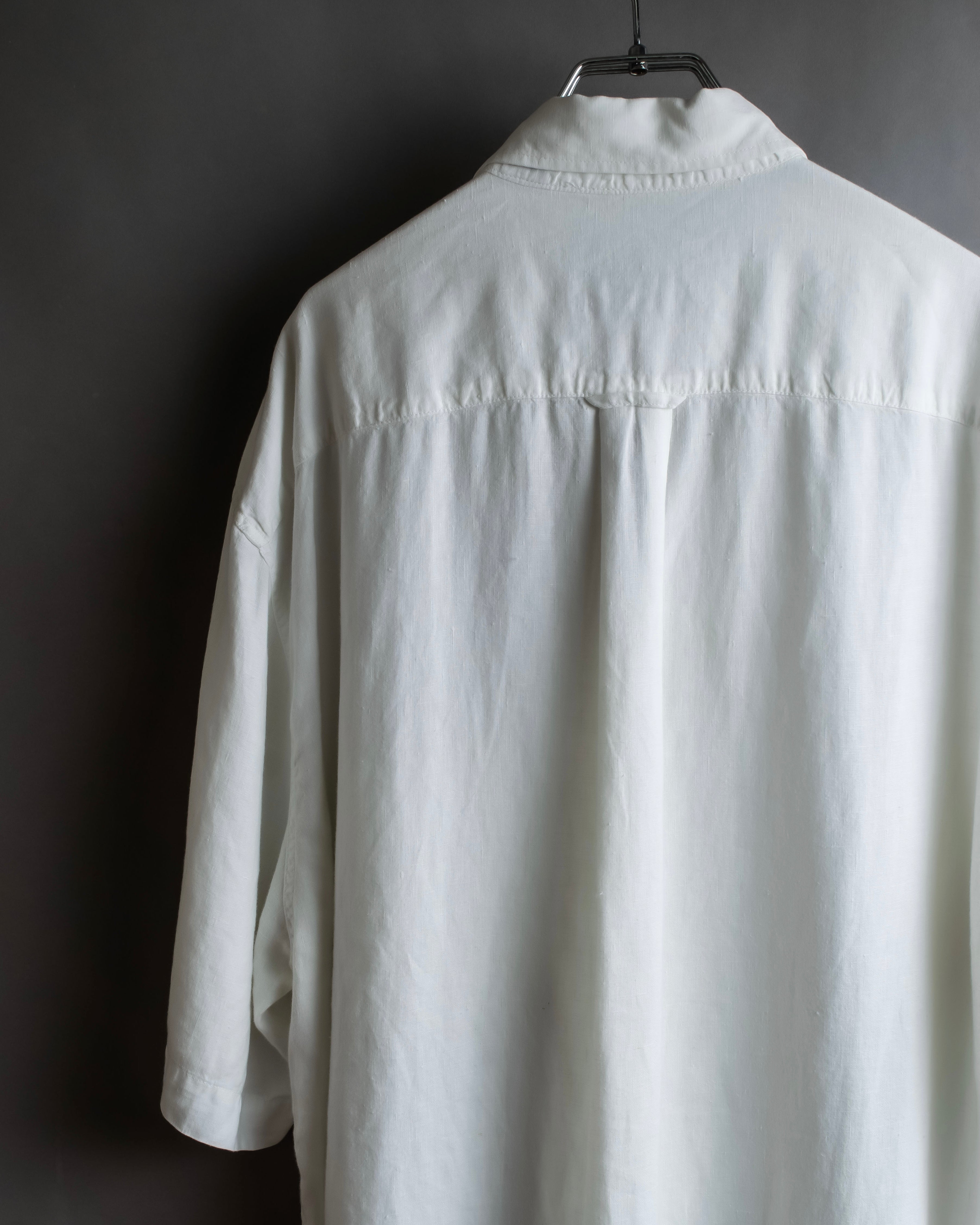 "HUGO BOSS" Linen oversized half sleeve button down shirt