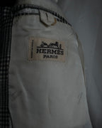 "HERMES" 90’s belvest silk wool linen peak lapel tailored jacket