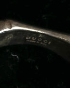 "GUCCI" Bamboo motif stone top silver ring