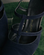 "PRADA" 90's-00's Dark navy t-strap pumps