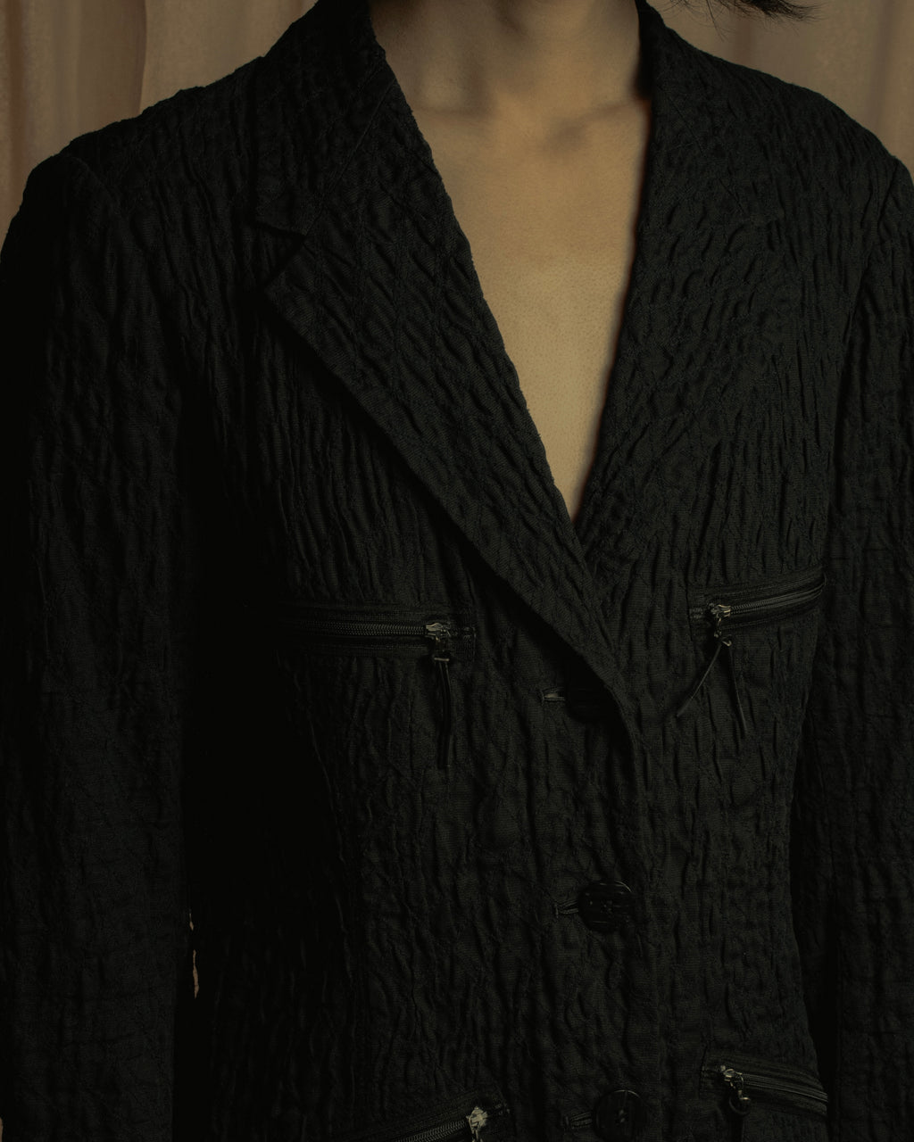 "ISSEY MIYAKE" 98SS Cotton shrunken tailored jacket