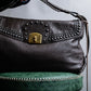 "Sergio Rossi" Stud design horizontal leather 2way shoulder bag