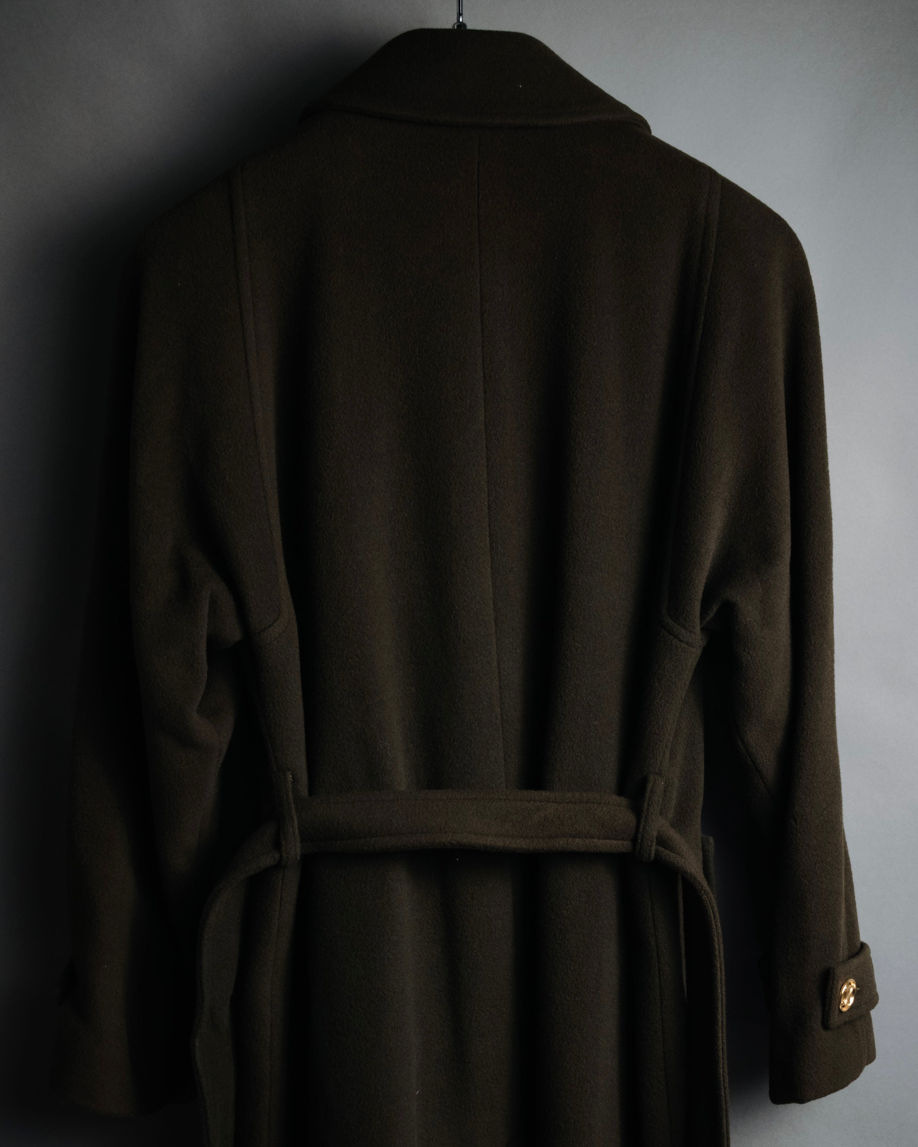 –SPECIAL– "CELINE" 80’s-90’s Triomphe button double breasted long coat