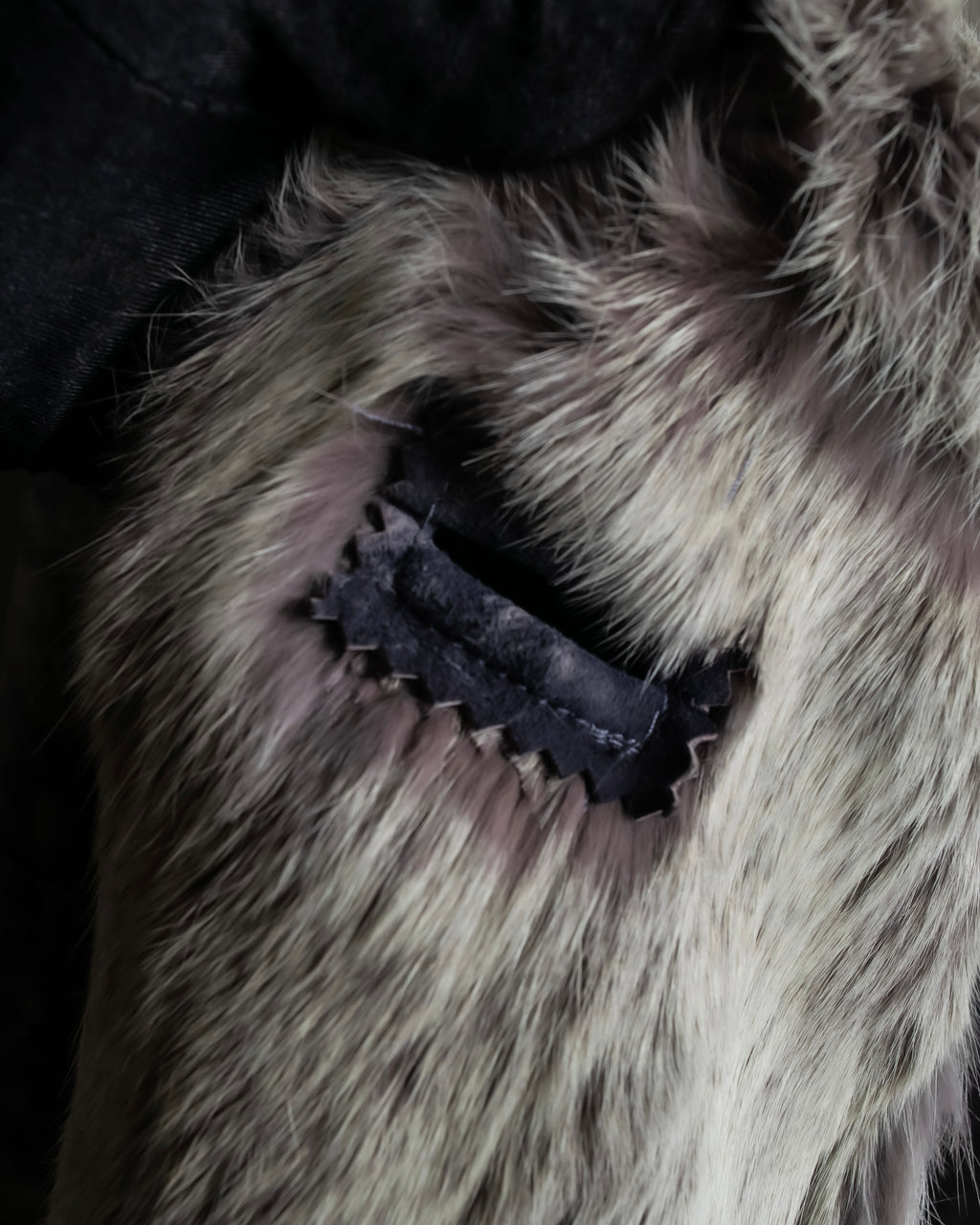 Fur switching design suede long coat