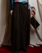 "LOEWE" Dark brown color gathered design wide pants