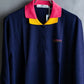 "Balenciaga Sports" Pink & yellow collar long sleeve polo shirt