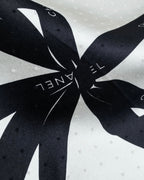 "CHANEL" Logo engraved ribbon motif design large scarf