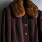 "Vintage fur collar waist shape A-line coat"