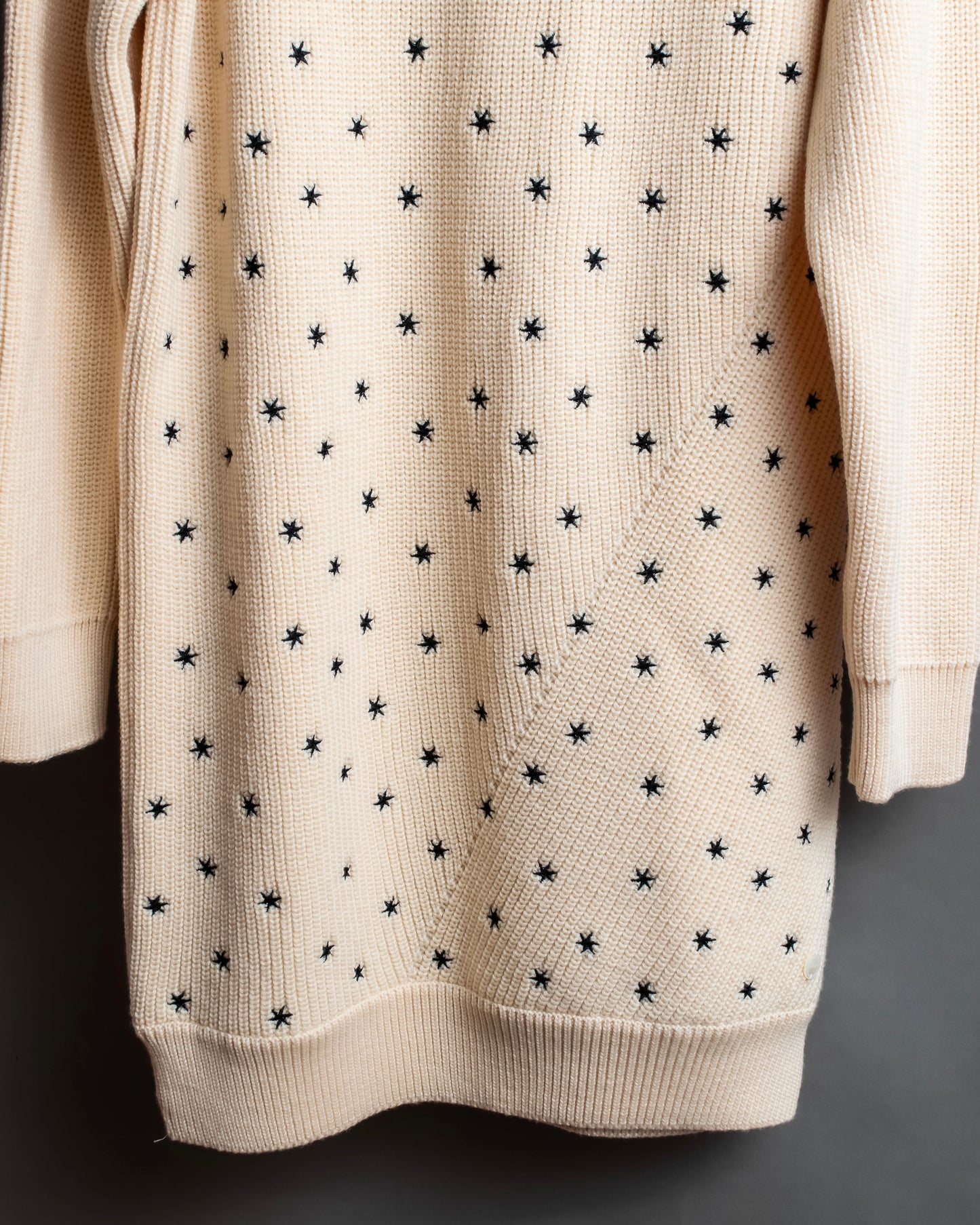 "Christian Dior" Star print frill detail cable knit tunic pullover