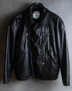 "MOSCHINO" Box silhouette leather double rider jacket