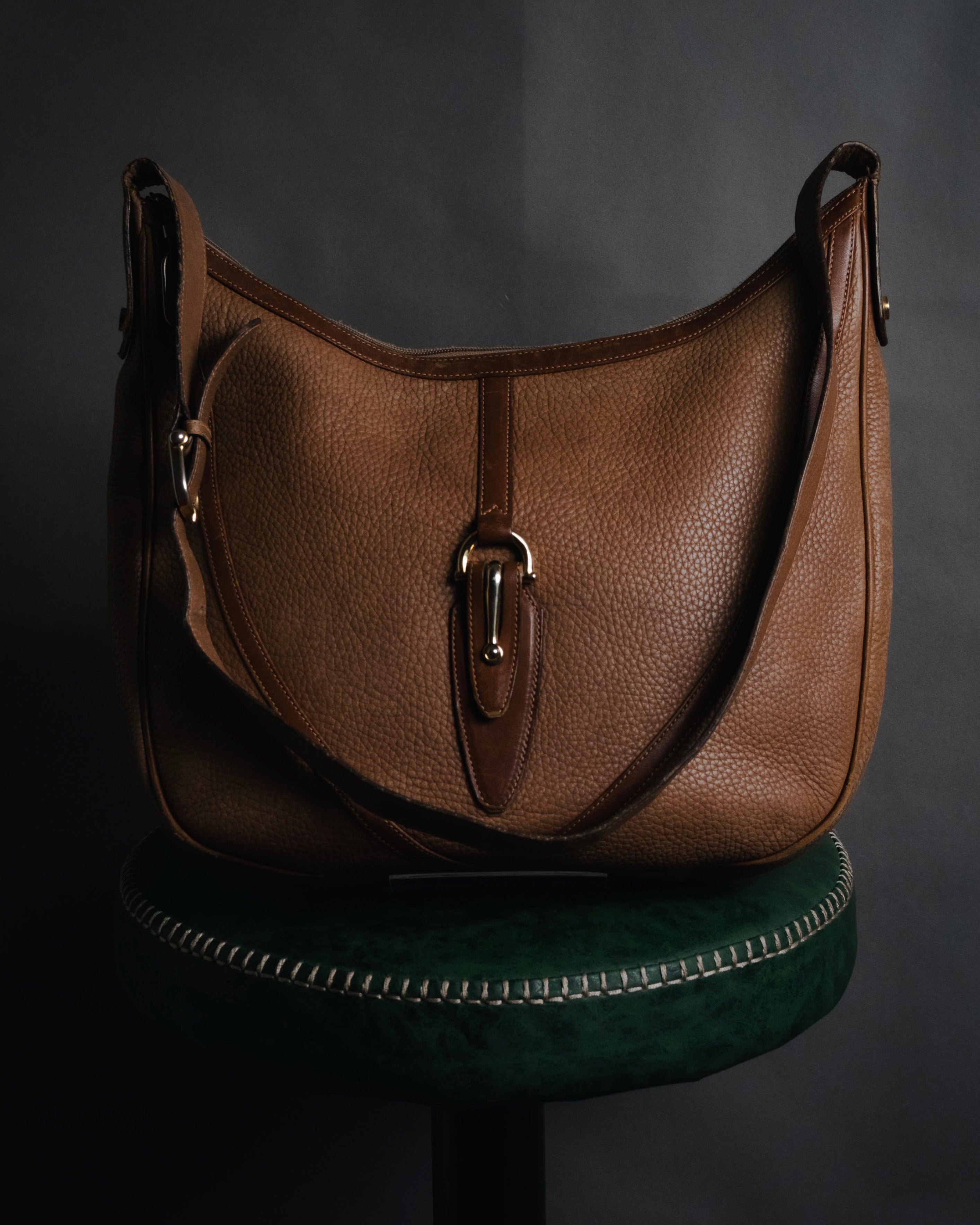 –SPECIAL– "GUCCI" 70’s pigskin horsebit piston hobo bag