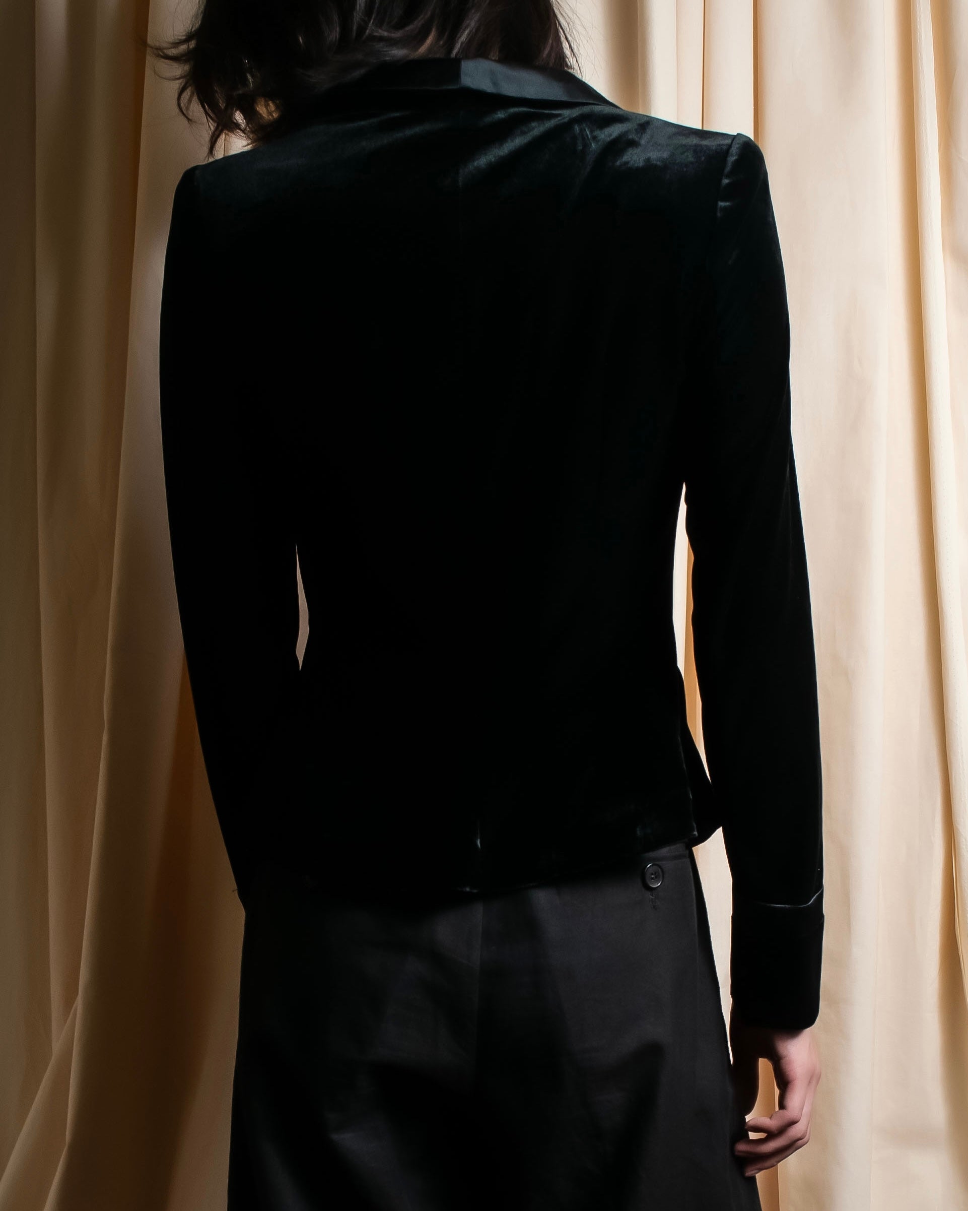 "ARMANI COLLEZIONI" Satin switched design velvet jacket