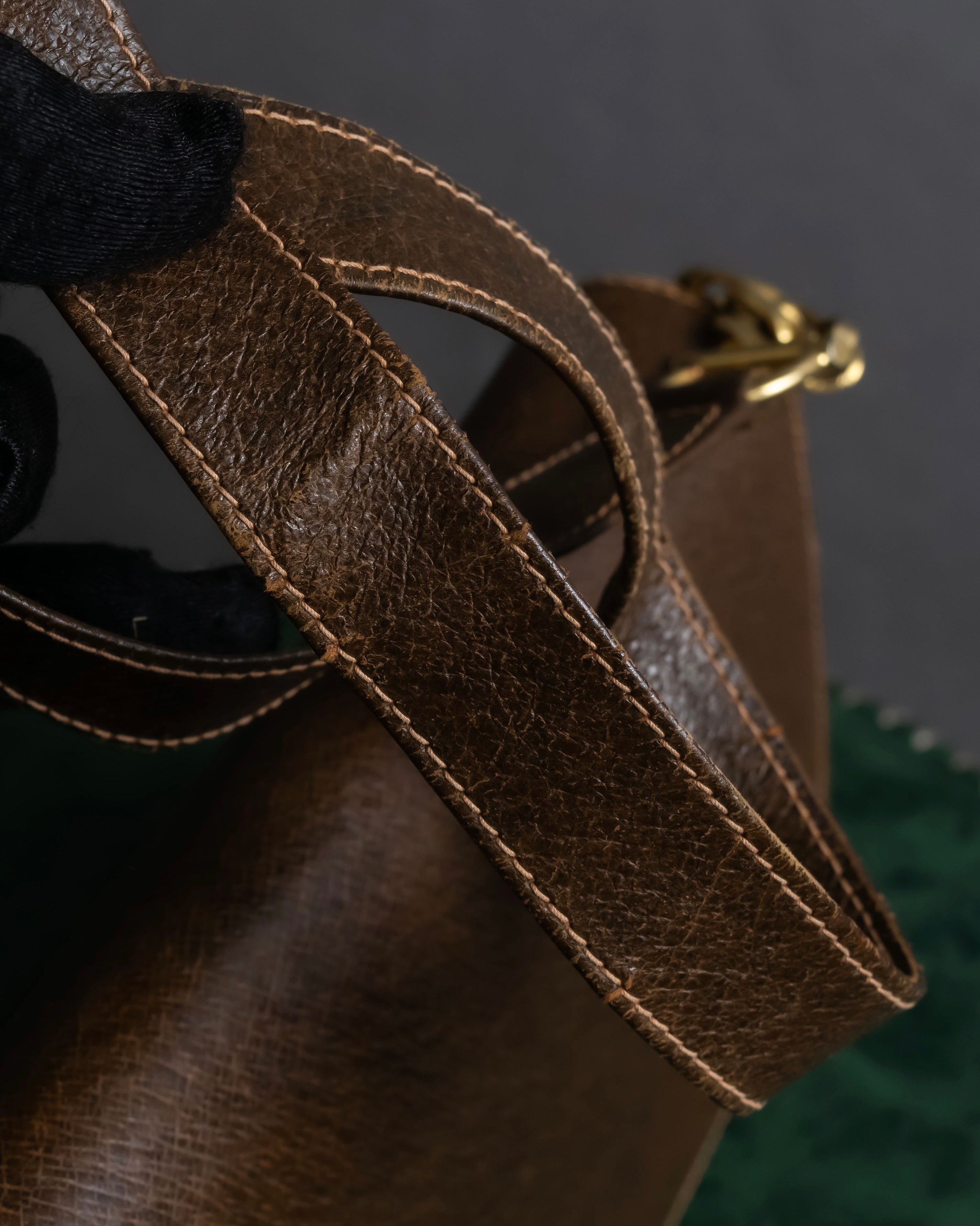 "GUCCI" Vintage horsebit motif leather shoulder bag