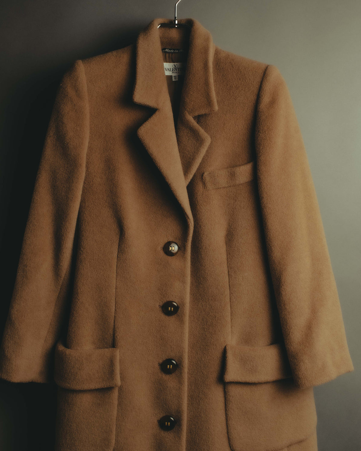 "VALENTINO MISS V" 80's-90's Camel hair single-breasted coat