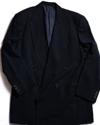 GIORGIO ARMANI/ Curved Lapel Oversized Double Breasted Tailored Jacket Navy