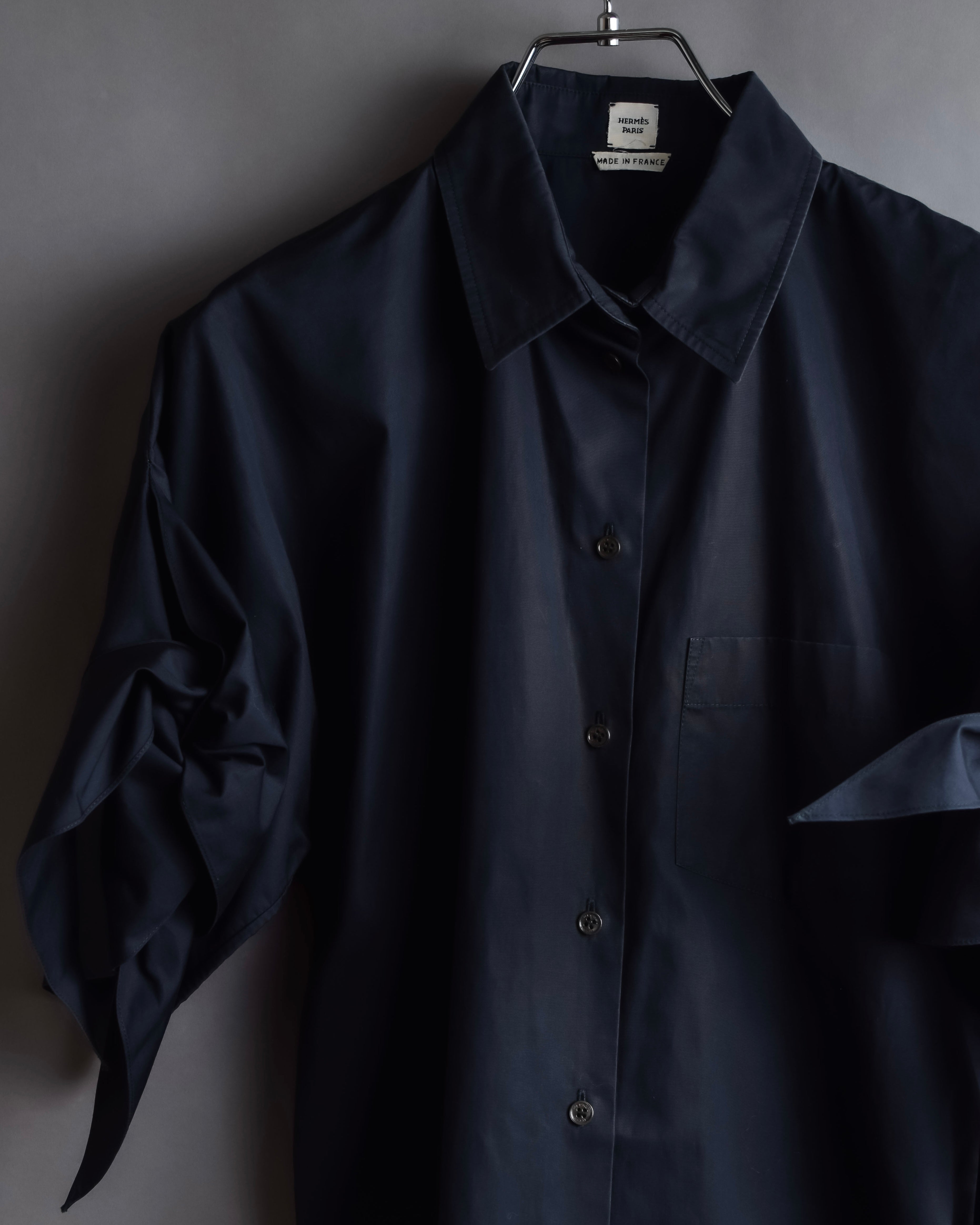 "HERMES" Gaultier period twisted sleeve cotton shirt