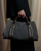 "LOEWE" Harness design logo engraved suede leather hand bag