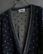 "Vintage abstract polka dot knit cardigan"