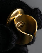 "JEAN PAUL GAULTIER" Cross motif leather panel gold ring
