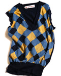 MARNI/ Argyle Pattern Knit Vest Blue×Yellow