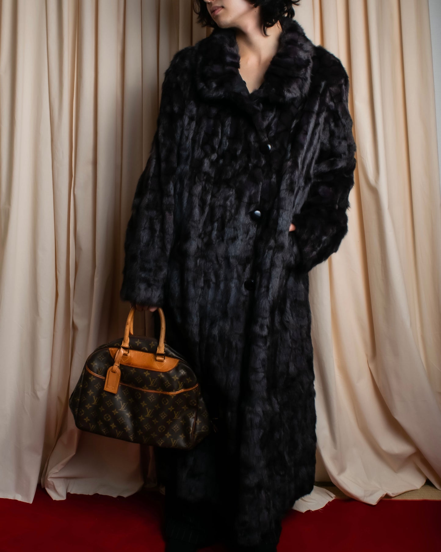 Vintage squirrel fur reversible maxi length coat