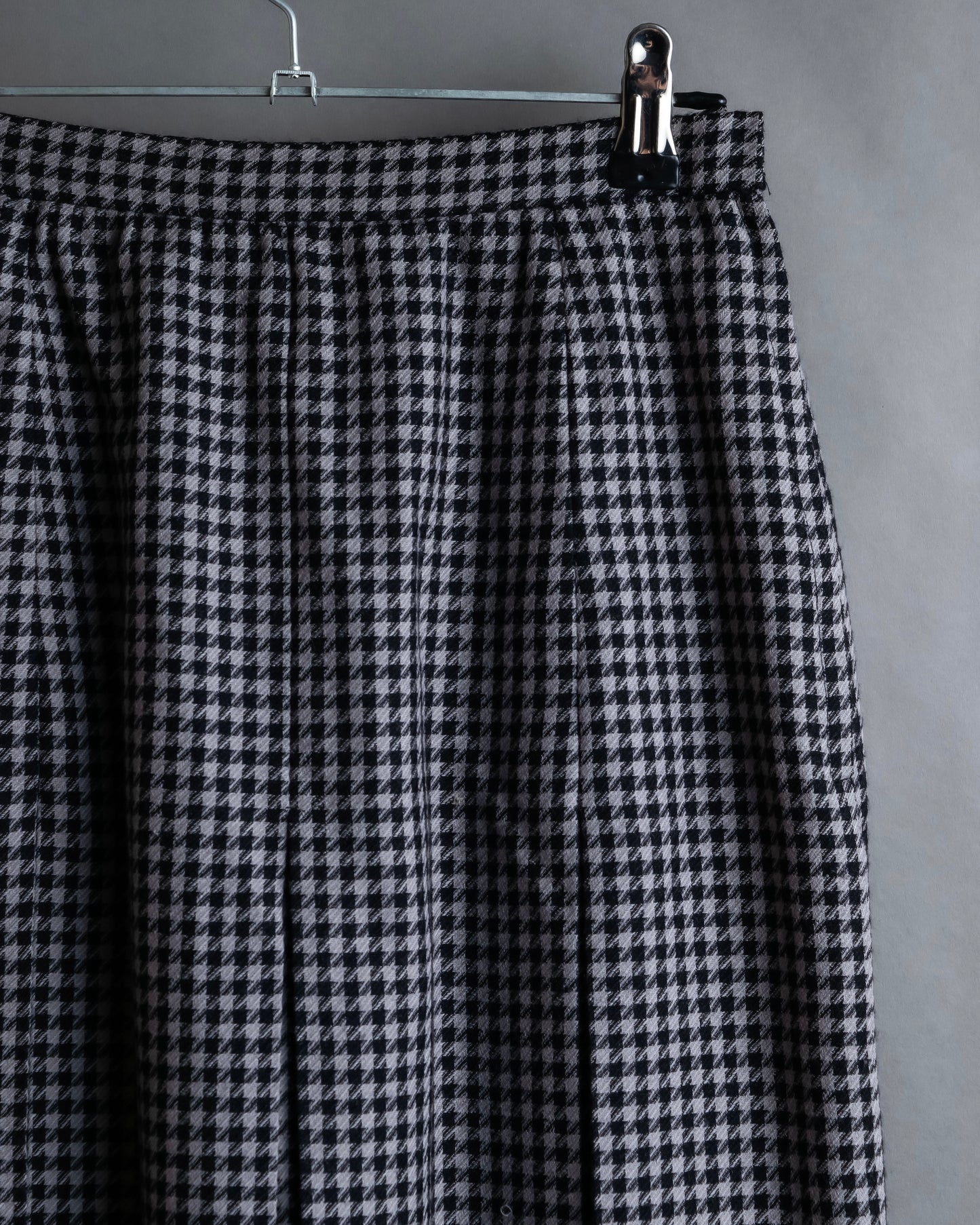 "Christian Dior" Houndstooth pattern wool cropped pleats skirt