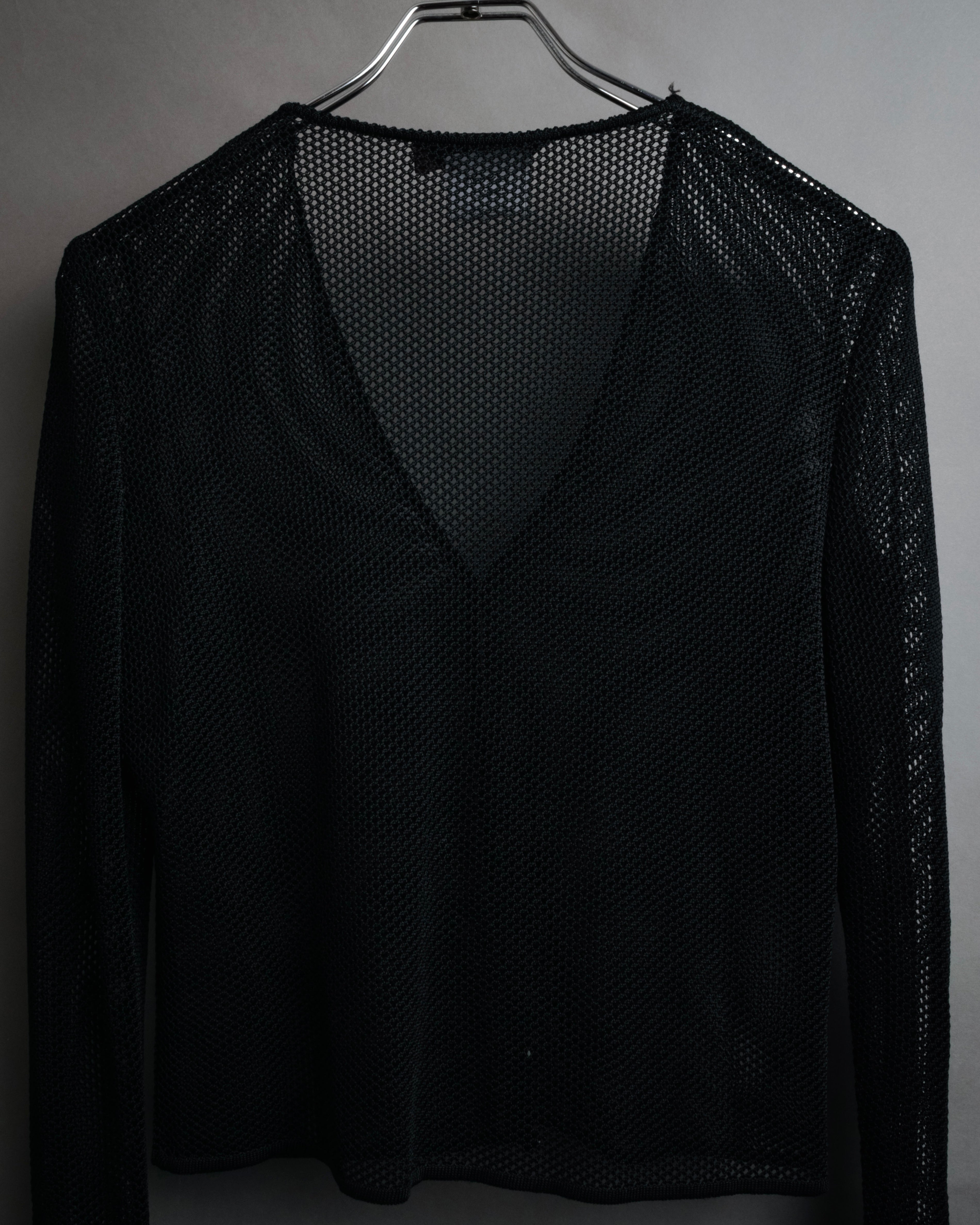 “John Galliano” 00’s Sheer mesh button cardigan