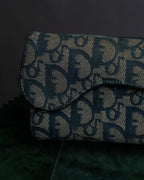 "Christian Dior" Trotter canvas logo engraved long wallet