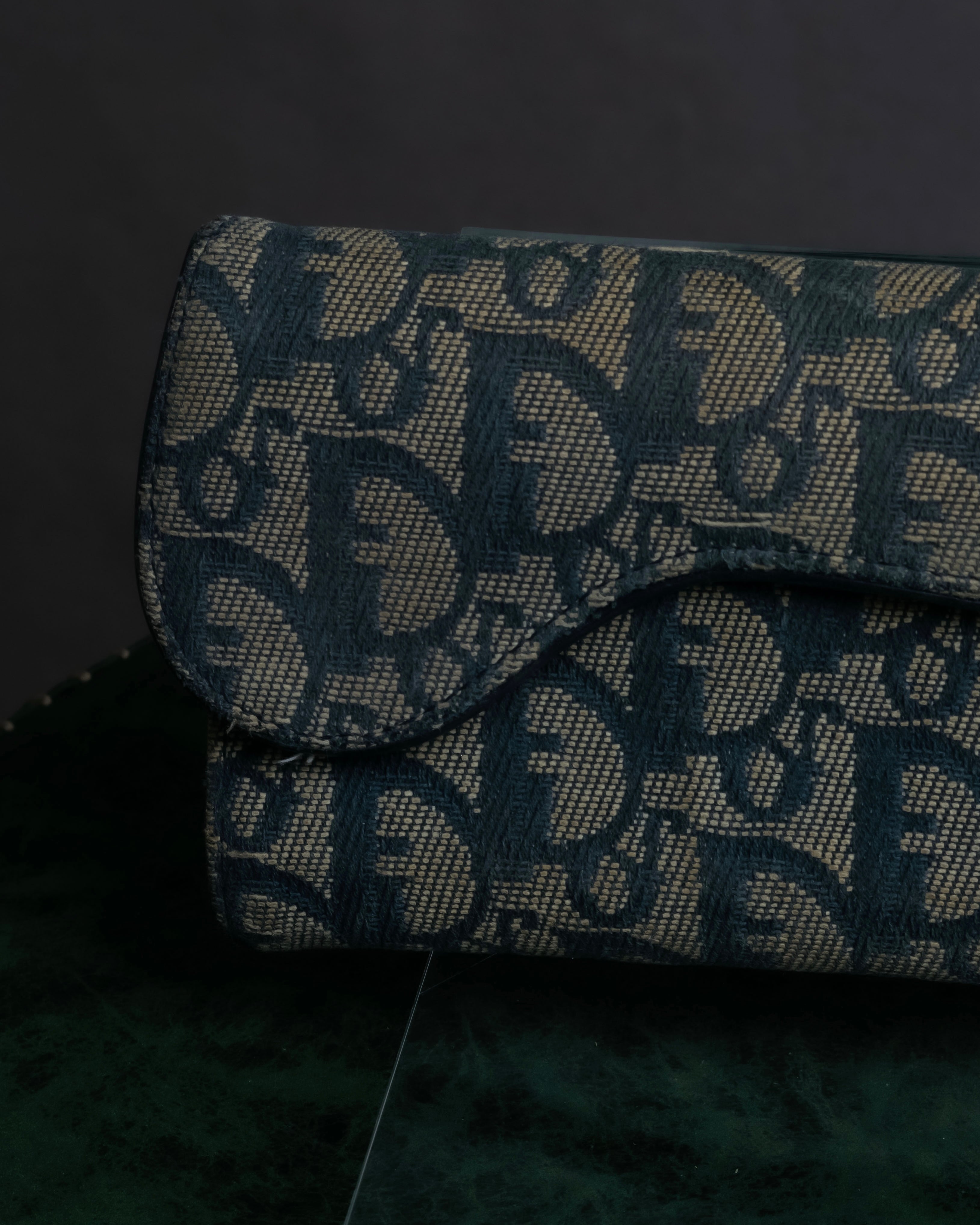 "Christian Dior" Trotter canvas logo engraved long wallet