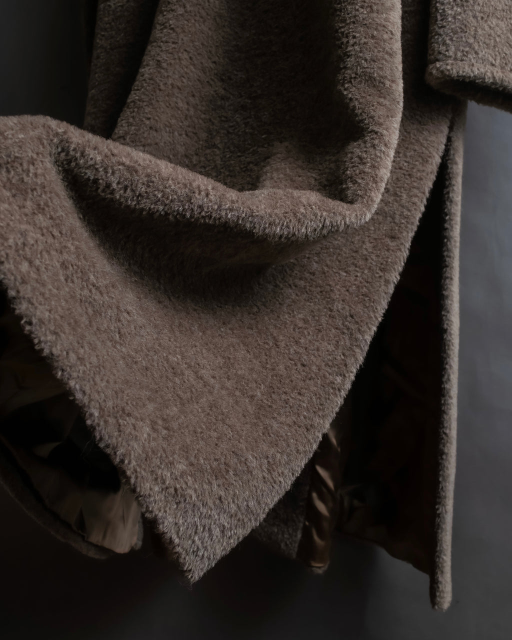 "Max Mara" Alpaca mix brown stand collar long coat