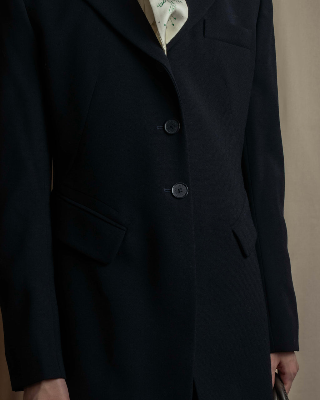 "HERMES" 90's classic detail dark blue tailored jacket