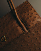 “GIOVANNI VALENTINO” Structured ostrich top handle bag