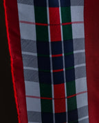 "GUCCI" Saddlery motif tartan silk scarf