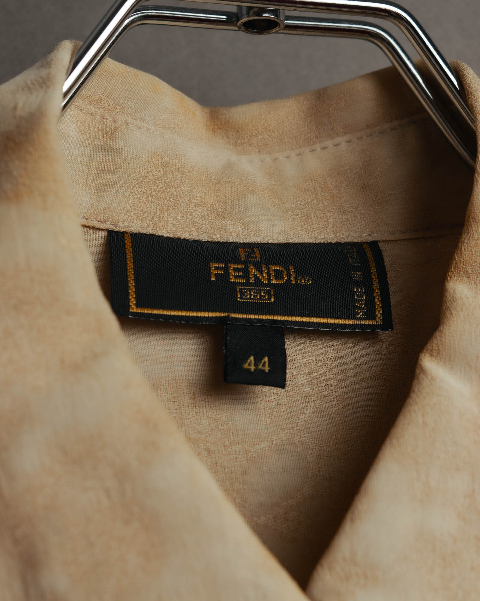 "FENDI" 80's-90's Draped rayon jacquard shirt