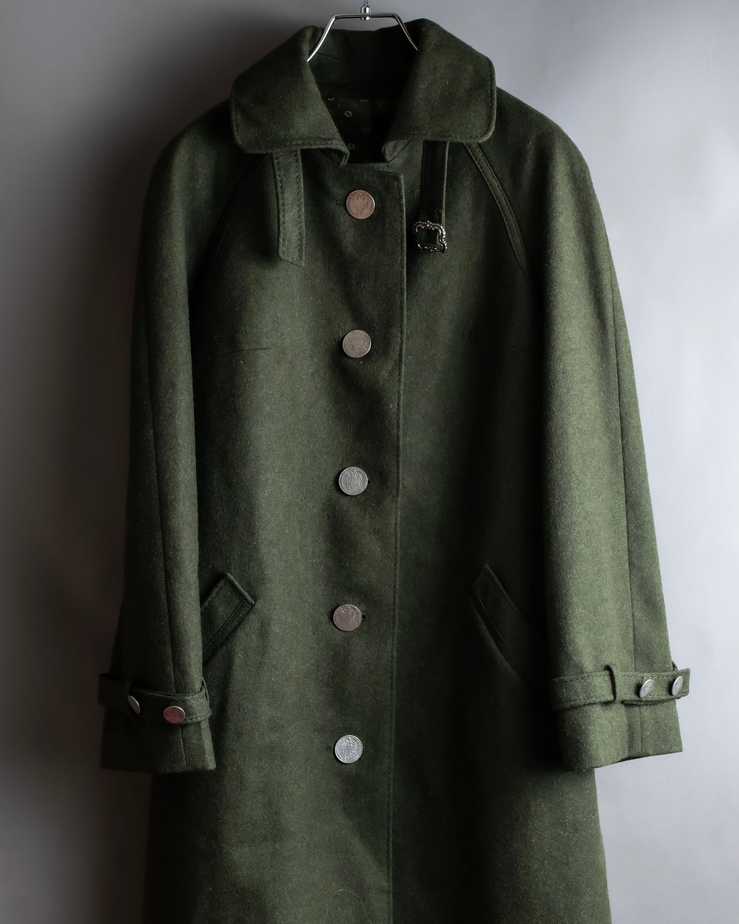 "BAVARIA LODEN" Vintage 2way stand collar wool long coat