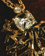-SPECIAL- "Yves Saint Laurent" 90's-00's Sculptural coral motif crystal pendant necklace