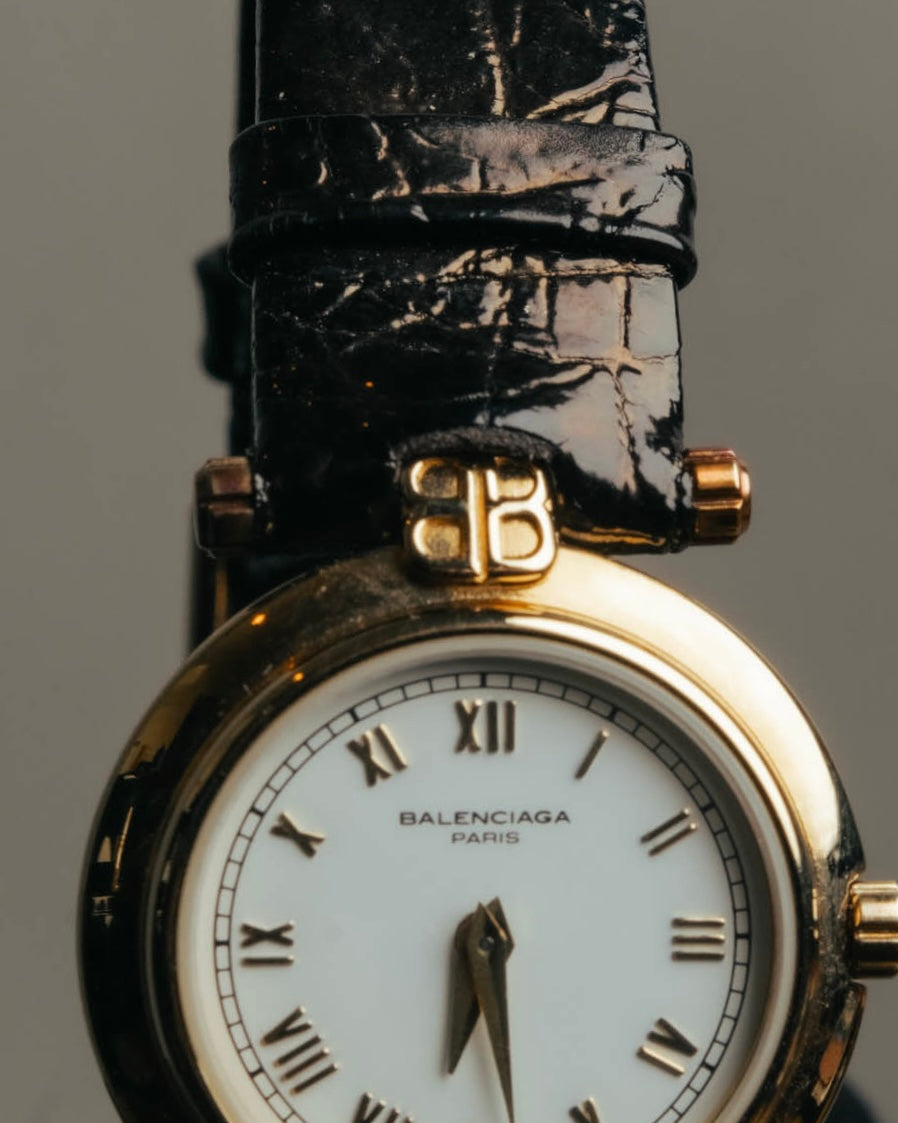 -SPECIAL- "BALENCIAGA" 80's-90's Classic round wristwatch