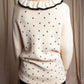 "Christian Dior" Star print frill detail cable knit tunic pullover