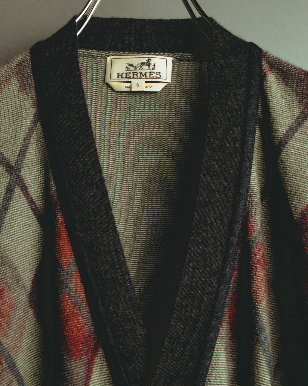 –SPECIAL– "Hermès" 90's-00's Plaid cashmere cardigan
