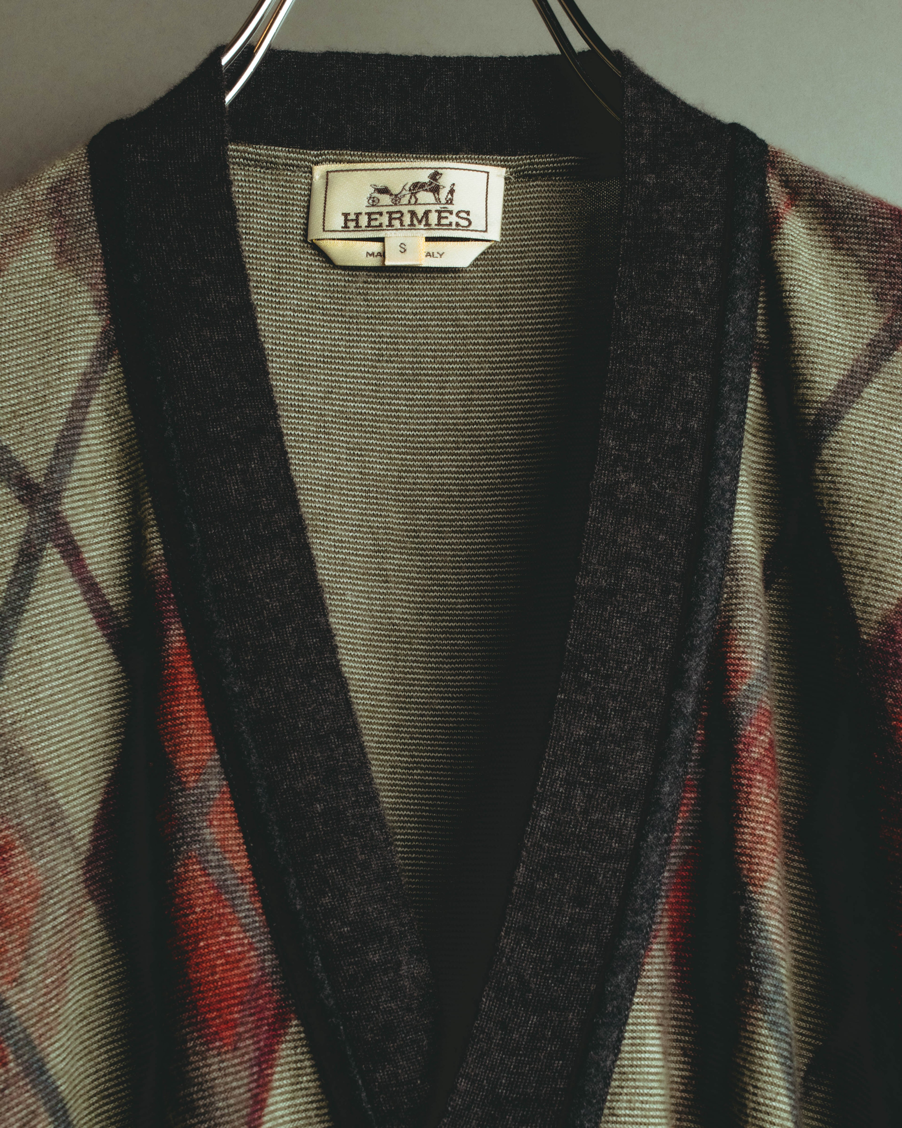 –SPECIAL– "Hermès" 90's-00's Plaid cashmere cardigan
